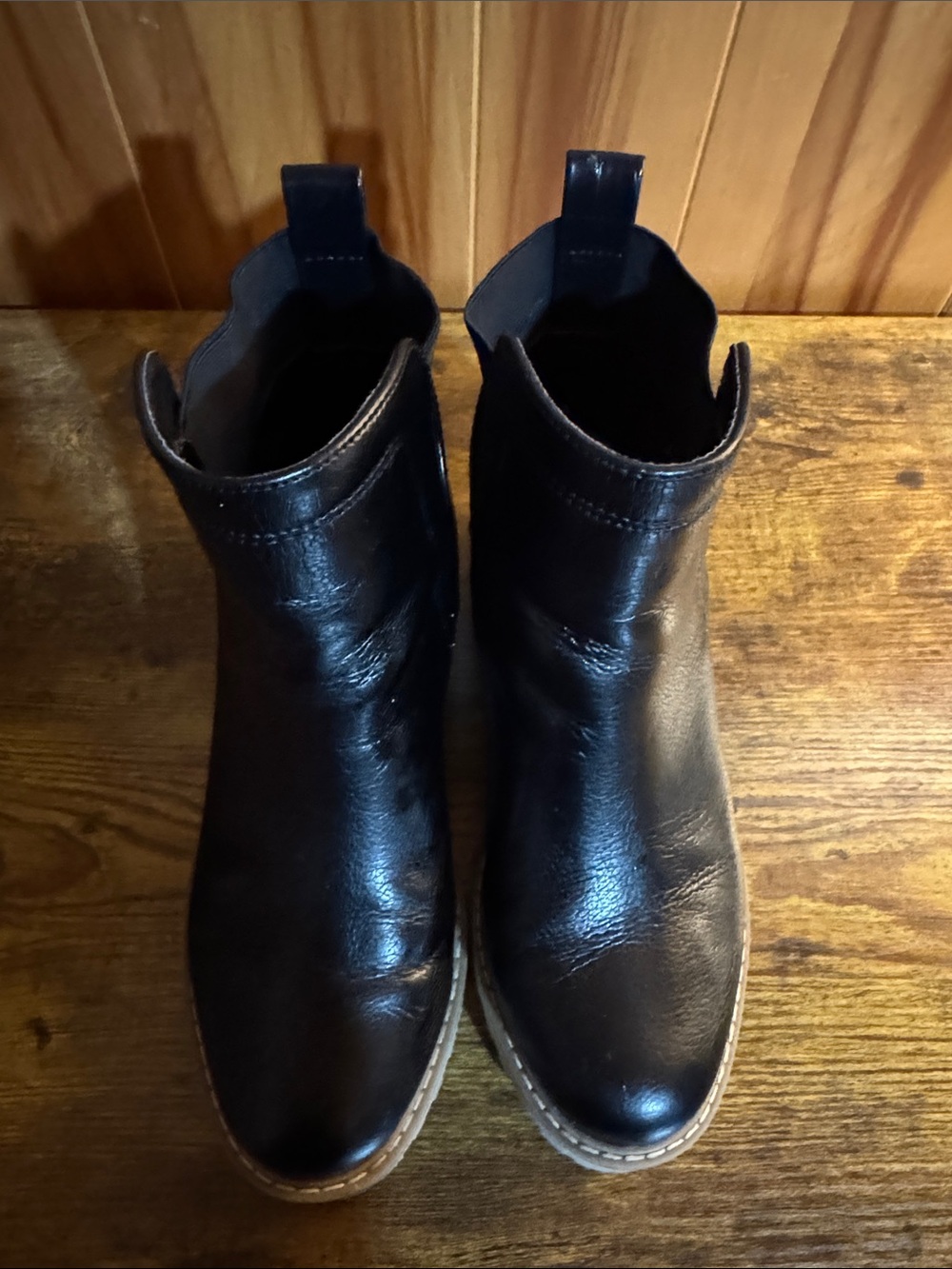Women’s Black Leather Rielle Boots - Chunky Pull-On Ankle Boot